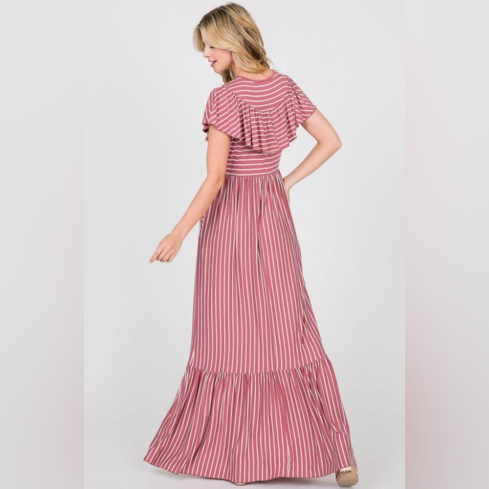 Striped Ruffle Top Maxi Dress - Picture 2 of 3
